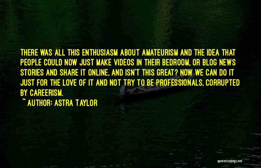 Astra Taylor Quotes: There Was All This Enthusiasm About Amateurism And The Idea That People Could Now Just Make Videos In Their Bedroom,