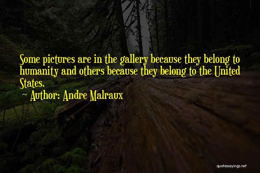 Andre Malraux Quotes: Some Pictures Are In The Gallery Because They Belong To Humanity And Others Because They Belong To The United States.