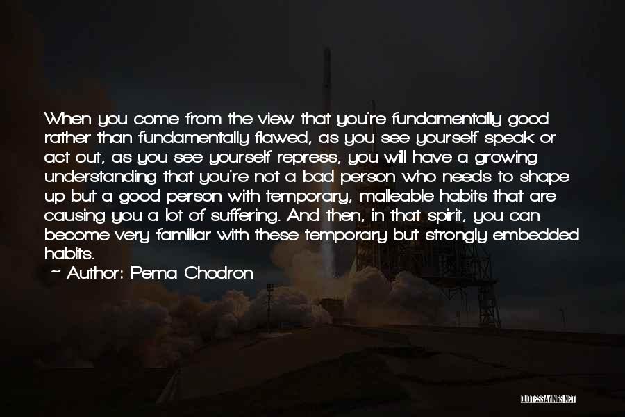 Pema Chodron Quotes: When You Come From The View That You're Fundamentally Good Rather Than Fundamentally Flawed, As You See Yourself Speak Or