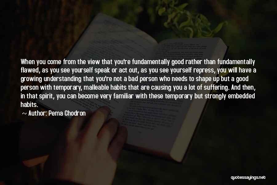 Pema Chodron Quotes: When You Come From The View That You're Fundamentally Good Rather Than Fundamentally Flawed, As You See Yourself Speak Or