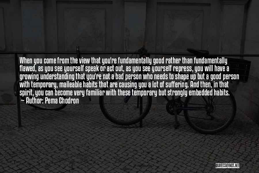 Pema Chodron Quotes: When You Come From The View That You're Fundamentally Good Rather Than Fundamentally Flawed, As You See Yourself Speak Or