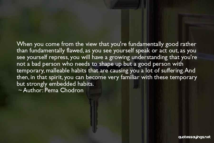 Pema Chodron Quotes: When You Come From The View That You're Fundamentally Good Rather Than Fundamentally Flawed, As You See Yourself Speak Or