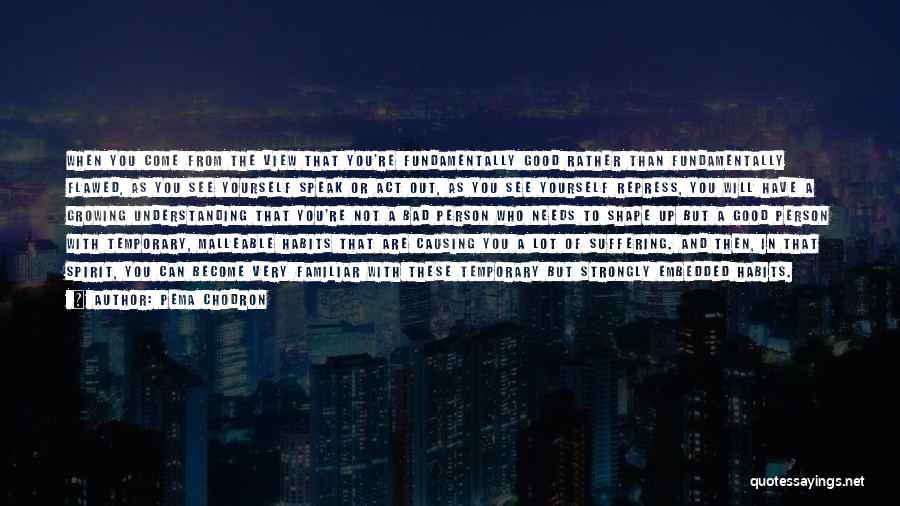 Pema Chodron Quotes: When You Come From The View That You're Fundamentally Good Rather Than Fundamentally Flawed, As You See Yourself Speak Or