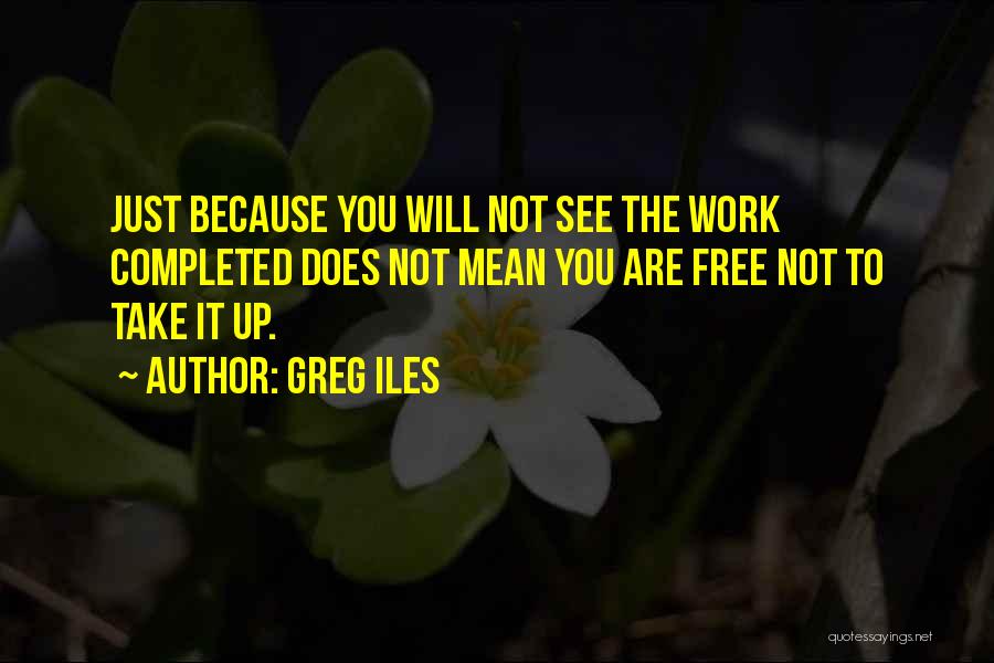 Greg Iles Quotes: Just Because You Will Not See The Work Completed Does Not Mean You Are Free Not To Take It Up.