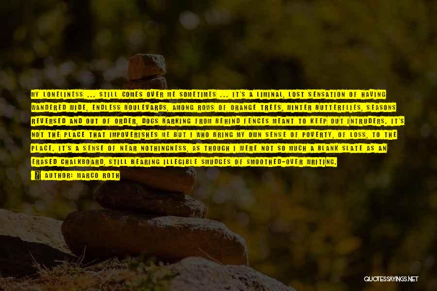 Marco Roth Quotes: My Loneliness ... Still Comes Over Me Sometimes ... It's A Liminal, Lost Sensation Of Having Wandered Wide, Endless Boulevards,