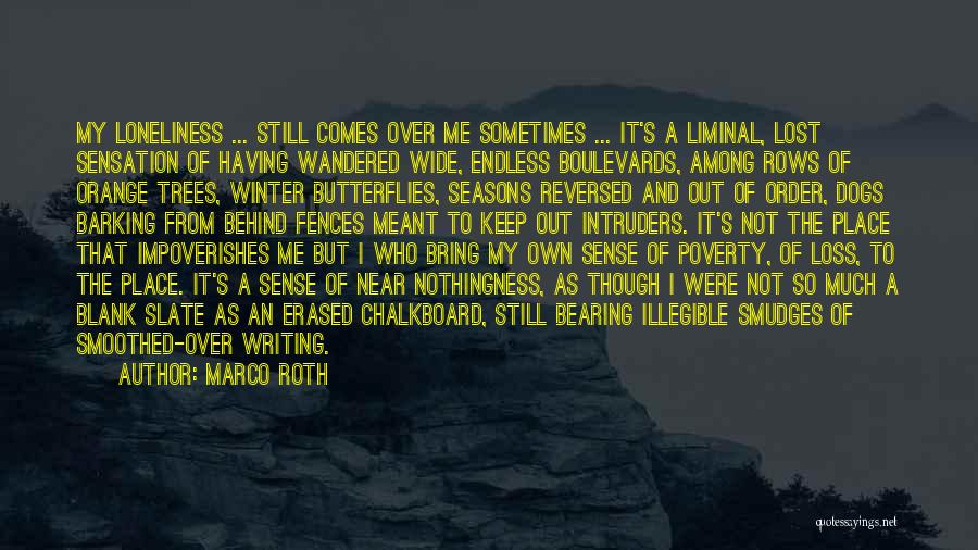 Marco Roth Quotes: My Loneliness ... Still Comes Over Me Sometimes ... It's A Liminal, Lost Sensation Of Having Wandered Wide, Endless Boulevards,