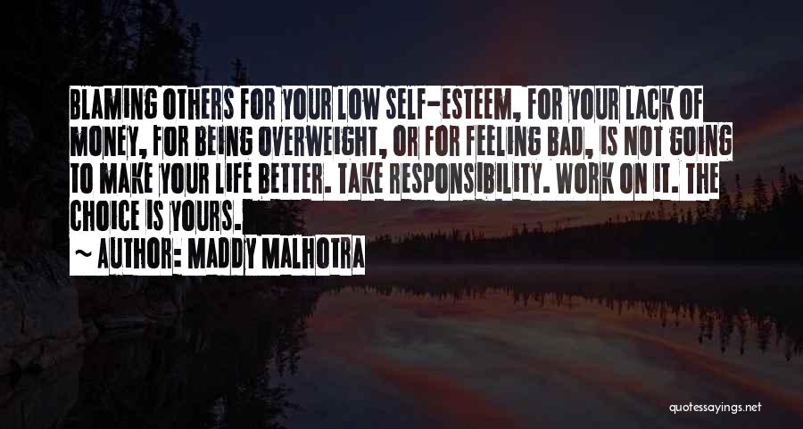 Maddy Malhotra Quotes: Blaming Others For Your Low Self-esteem, For Your Lack Of Money, For Being Overweight, Or For Feeling Bad, Is Not