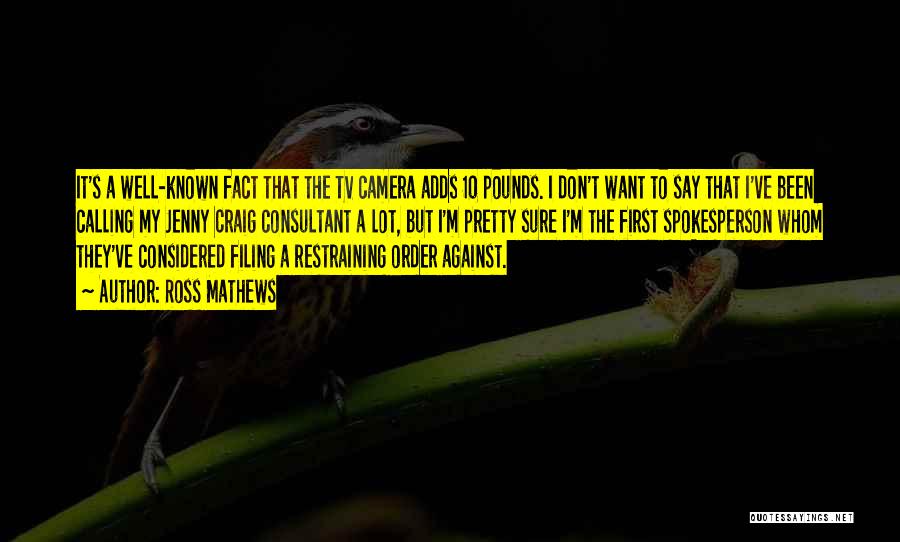 Ross Mathews Quotes: It's A Well-known Fact That The Tv Camera Adds 10 Pounds. I Don't Want To Say That I've Been Calling