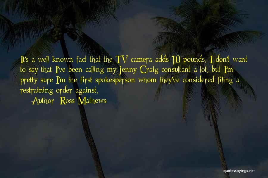 Ross Mathews Quotes: It's A Well-known Fact That The Tv Camera Adds 10 Pounds. I Don't Want To Say That I've Been Calling