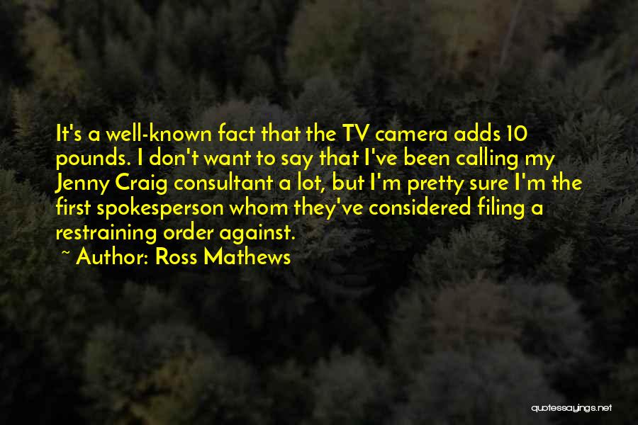 Ross Mathews Quotes: It's A Well-known Fact That The Tv Camera Adds 10 Pounds. I Don't Want To Say That I've Been Calling