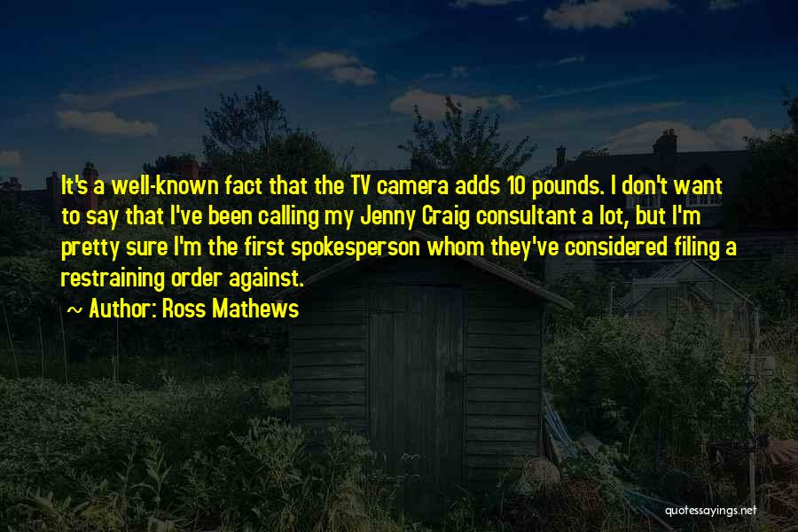 Ross Mathews Quotes: It's A Well-known Fact That The Tv Camera Adds 10 Pounds. I Don't Want To Say That I've Been Calling