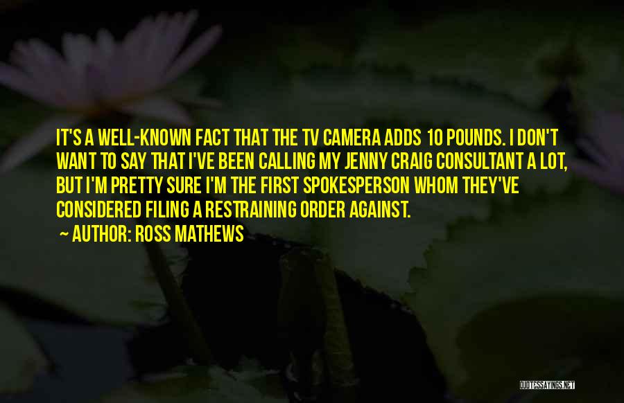 Ross Mathews Quotes: It's A Well-known Fact That The Tv Camera Adds 10 Pounds. I Don't Want To Say That I've Been Calling