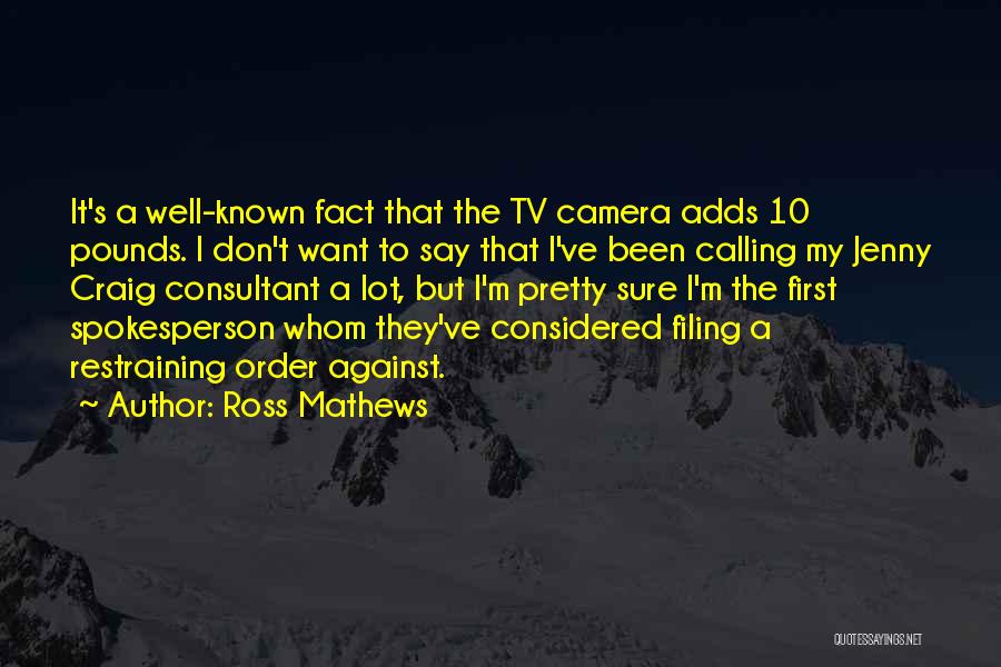 Ross Mathews Quotes: It's A Well-known Fact That The Tv Camera Adds 10 Pounds. I Don't Want To Say That I've Been Calling
