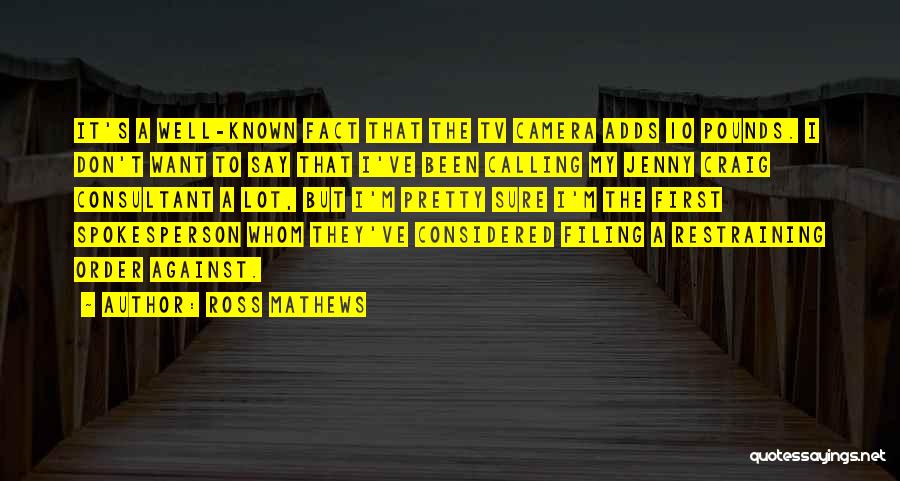 Ross Mathews Quotes: It's A Well-known Fact That The Tv Camera Adds 10 Pounds. I Don't Want To Say That I've Been Calling