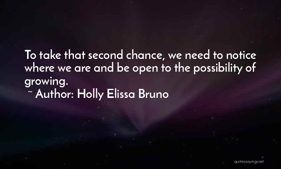 Holly Elissa Bruno Quotes: To Take That Second Chance, We Need To Notice Where We Are And Be Open To The Possibility Of Growing.