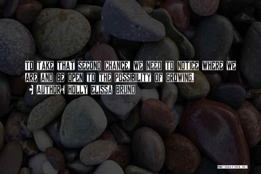 Holly Elissa Bruno Quotes: To Take That Second Chance, We Need To Notice Where We Are And Be Open To The Possibility Of Growing.