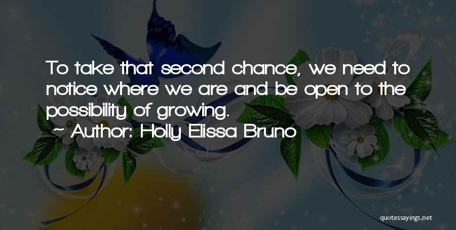 Holly Elissa Bruno Quotes: To Take That Second Chance, We Need To Notice Where We Are And Be Open To The Possibility Of Growing.