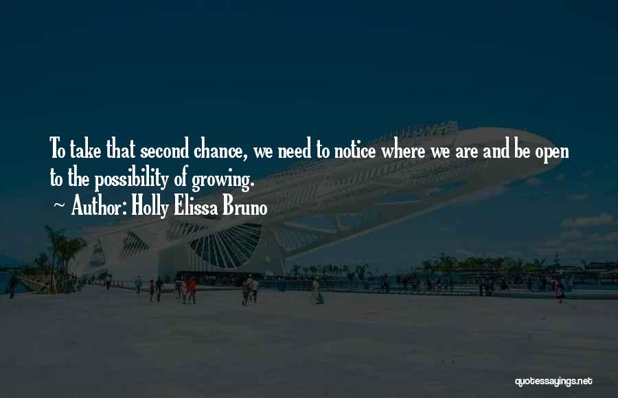 Holly Elissa Bruno Quotes: To Take That Second Chance, We Need To Notice Where We Are And Be Open To The Possibility Of Growing.