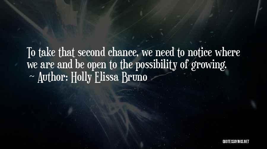 Holly Elissa Bruno Quotes: To Take That Second Chance, We Need To Notice Where We Are And Be Open To The Possibility Of Growing.