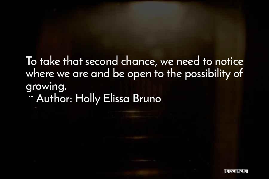 Holly Elissa Bruno Quotes: To Take That Second Chance, We Need To Notice Where We Are And Be Open To The Possibility Of Growing.