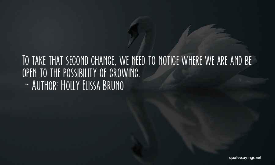 Holly Elissa Bruno Quotes: To Take That Second Chance, We Need To Notice Where We Are And Be Open To The Possibility Of Growing.