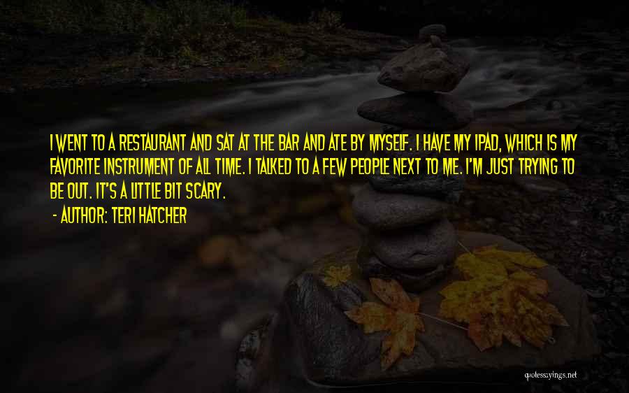 Teri Hatcher Quotes: I Went To A Restaurant And Sat At The Bar And Ate By Myself. I Have My Ipad, Which Is