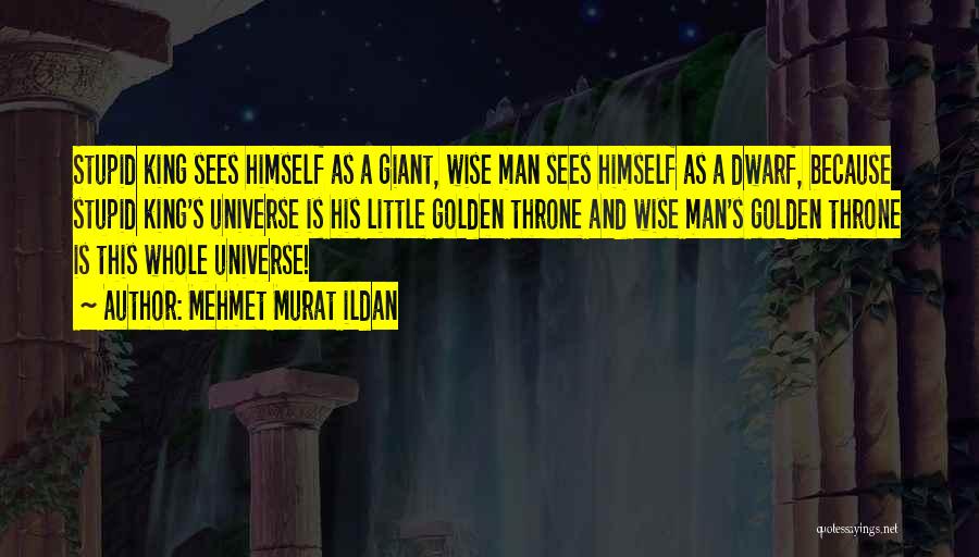 Mehmet Murat Ildan Quotes: Stupid King Sees Himself As A Giant, Wise Man Sees Himself As A Dwarf, Because Stupid King's Universe Is His