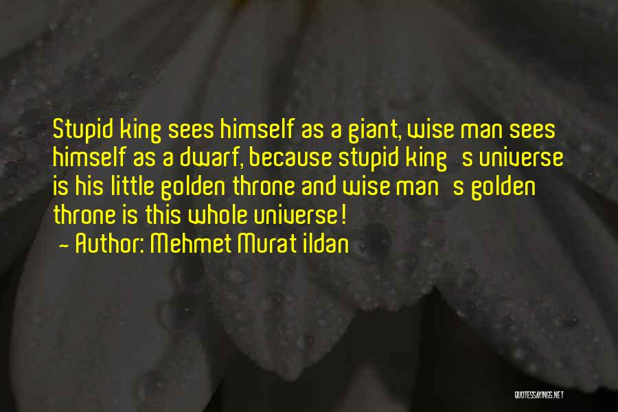 Mehmet Murat Ildan Quotes: Stupid King Sees Himself As A Giant, Wise Man Sees Himself As A Dwarf, Because Stupid King's Universe Is His