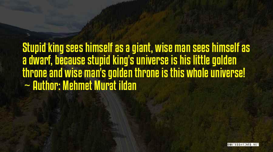 Mehmet Murat Ildan Quotes: Stupid King Sees Himself As A Giant, Wise Man Sees Himself As A Dwarf, Because Stupid King's Universe Is His