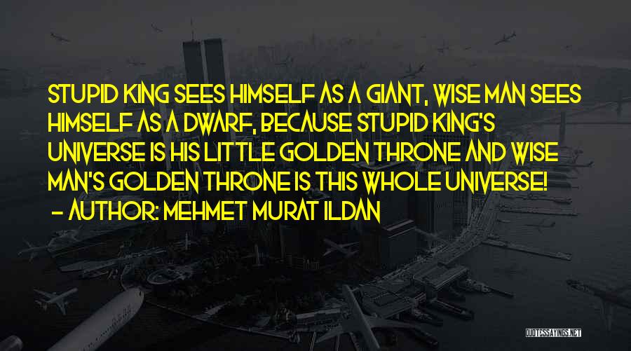 Mehmet Murat Ildan Quotes: Stupid King Sees Himself As A Giant, Wise Man Sees Himself As A Dwarf, Because Stupid King's Universe Is His