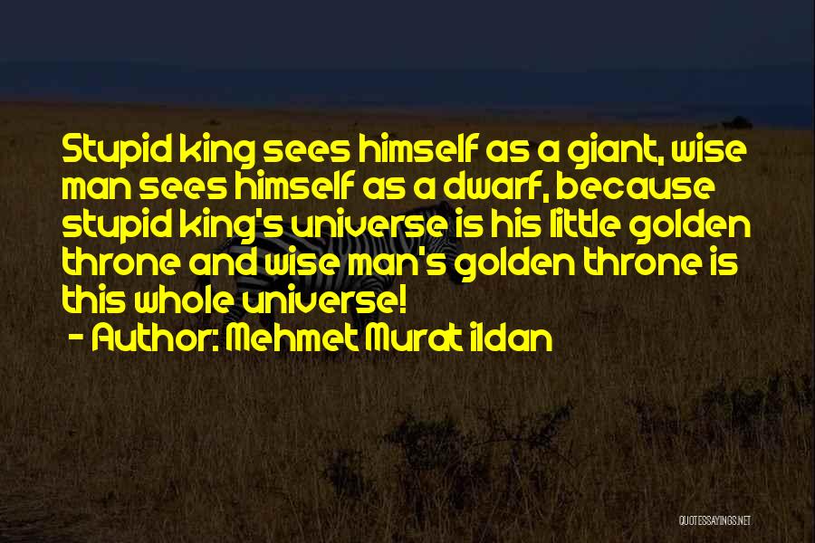 Mehmet Murat Ildan Quotes: Stupid King Sees Himself As A Giant, Wise Man Sees Himself As A Dwarf, Because Stupid King's Universe Is His