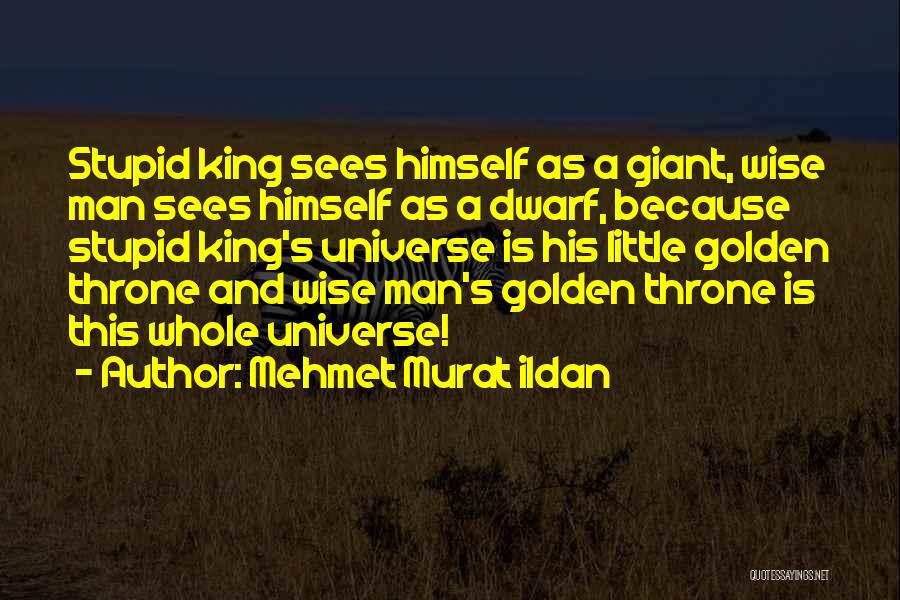 Mehmet Murat Ildan Quotes: Stupid King Sees Himself As A Giant, Wise Man Sees Himself As A Dwarf, Because Stupid King's Universe Is His