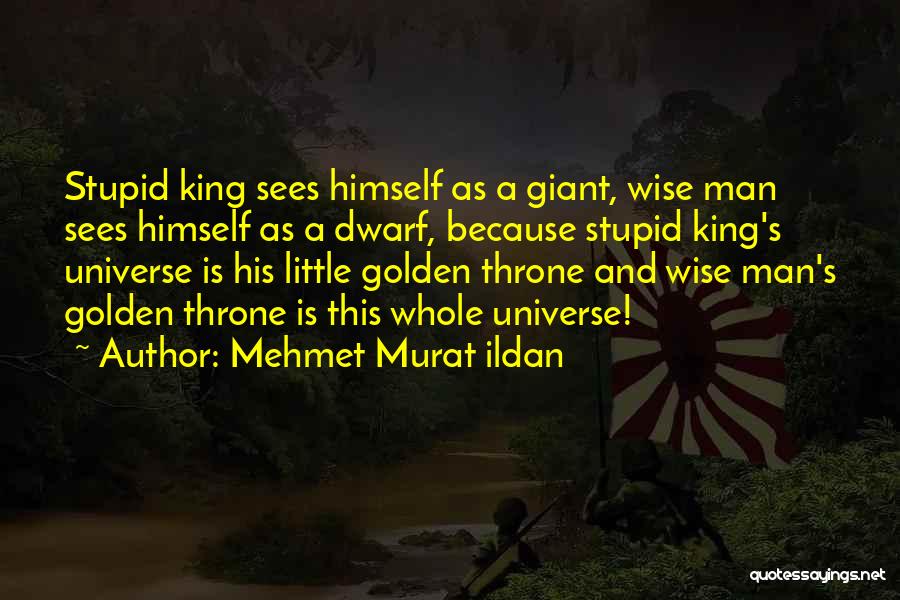 Mehmet Murat Ildan Quotes: Stupid King Sees Himself As A Giant, Wise Man Sees Himself As A Dwarf, Because Stupid King's Universe Is His