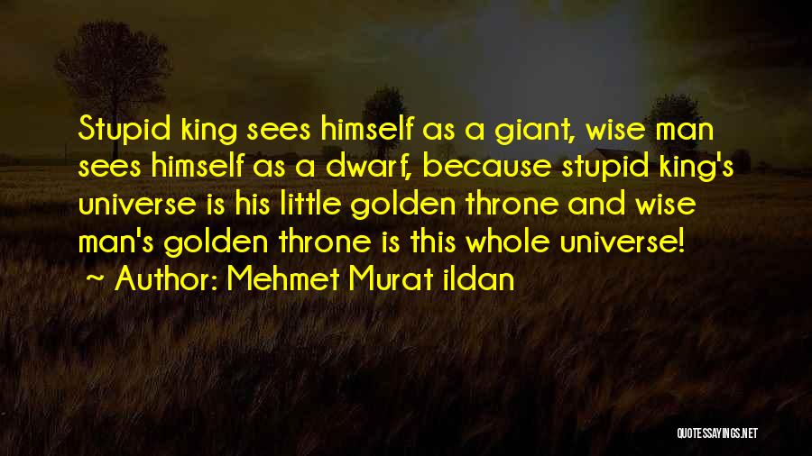 Mehmet Murat Ildan Quotes: Stupid King Sees Himself As A Giant, Wise Man Sees Himself As A Dwarf, Because Stupid King's Universe Is His