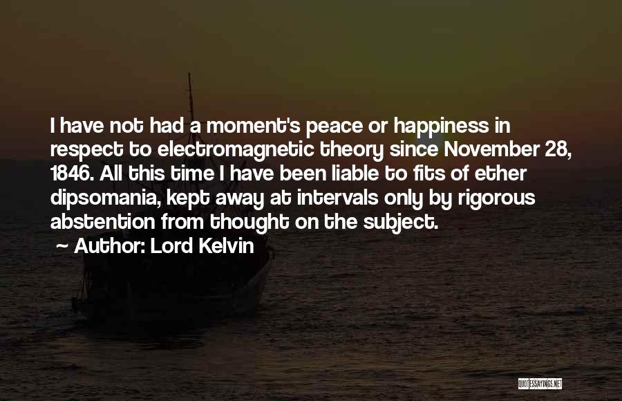 Lord Kelvin Quotes: I Have Not Had A Moment's Peace Or Happiness In Respect To Electromagnetic Theory Since November 28, 1846. All This