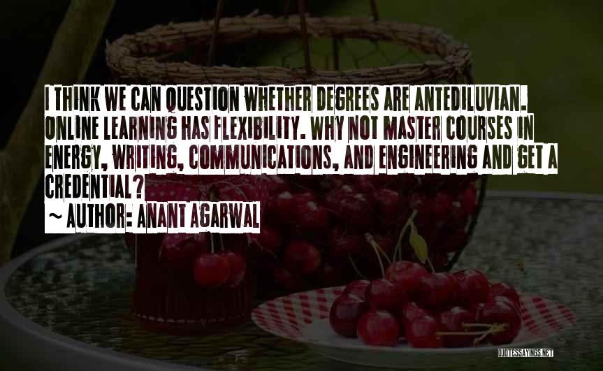 Anant Agarwal Quotes: I Think We Can Question Whether Degrees Are Antediluvian. Online Learning Has Flexibility. Why Not Master Courses In Energy, Writing,