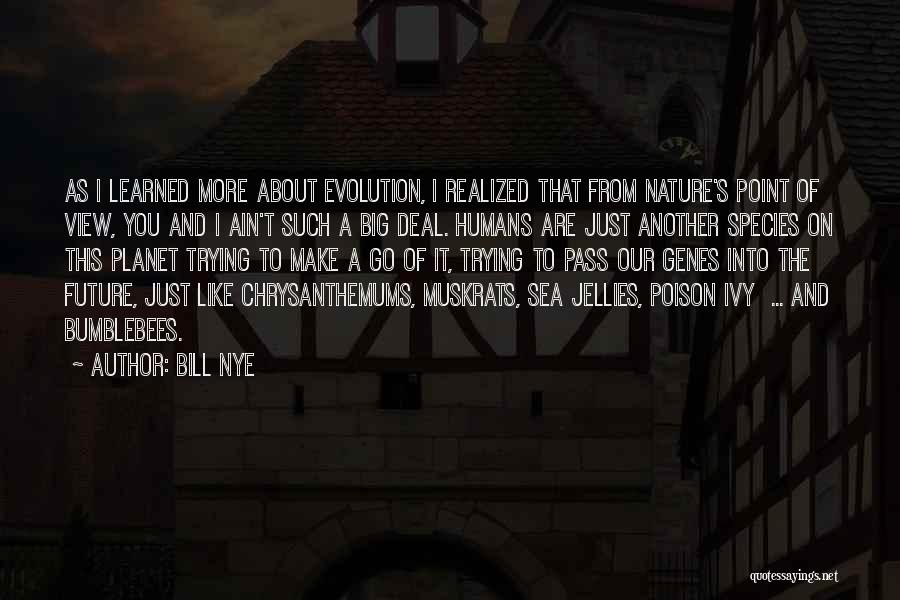 Bill Nye Quotes: As I Learned More About Evolution, I Realized That From Nature's Point Of View, You And I Ain't Such A