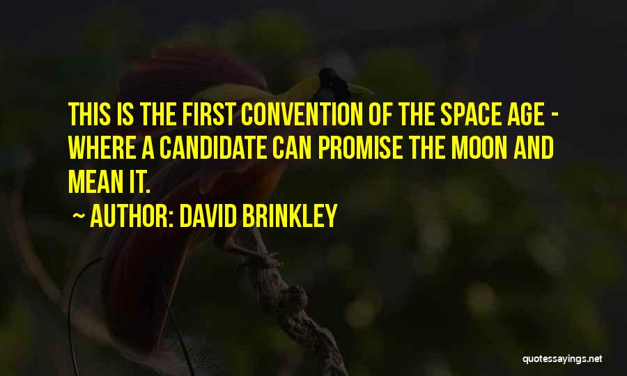 David Brinkley Quotes: This Is The First Convention Of The Space Age - Where A Candidate Can Promise The Moon And Mean It.