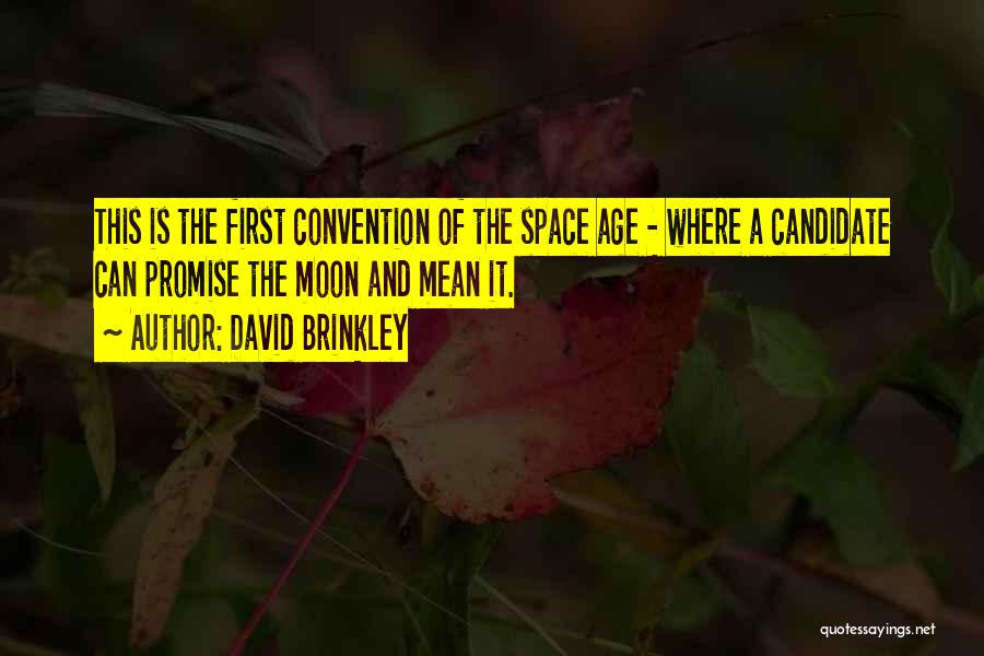 David Brinkley Quotes: This Is The First Convention Of The Space Age - Where A Candidate Can Promise The Moon And Mean It.