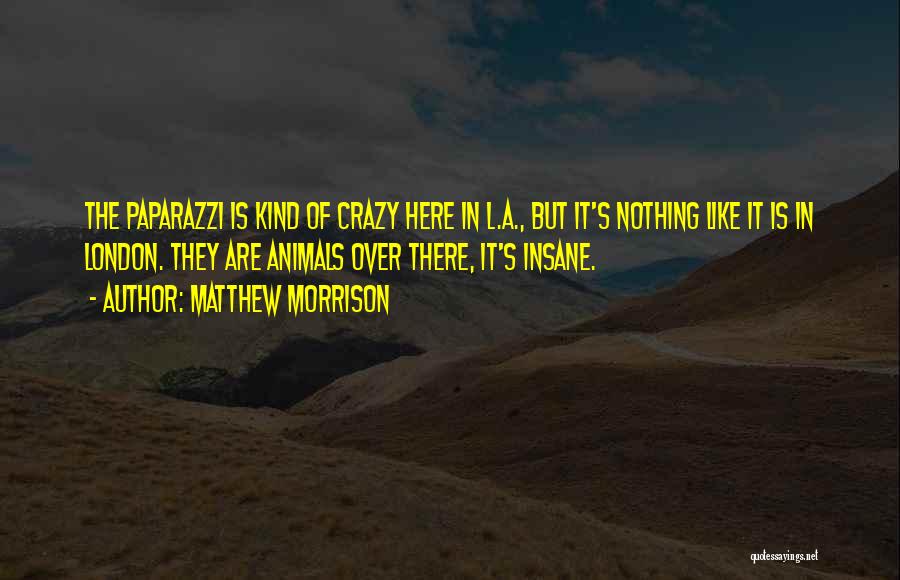 Matthew Morrison Quotes: The Paparazzi Is Kind Of Crazy Here In L.a., But It's Nothing Like It Is In London. They Are Animals