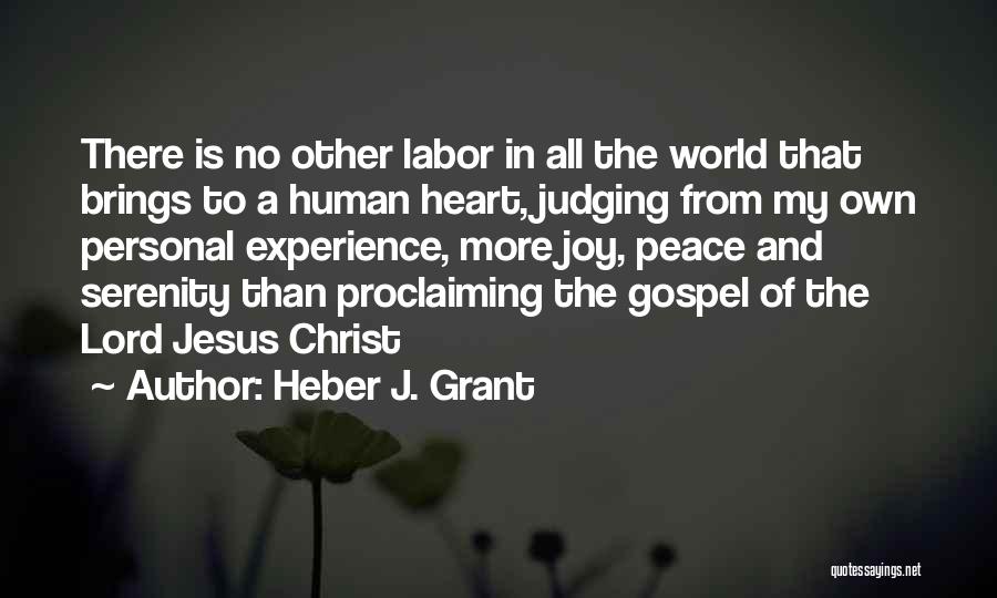 Heber J. Grant Quotes: There Is No Other Labor In All The World That Brings To A Human Heart, Judging From My Own Personal