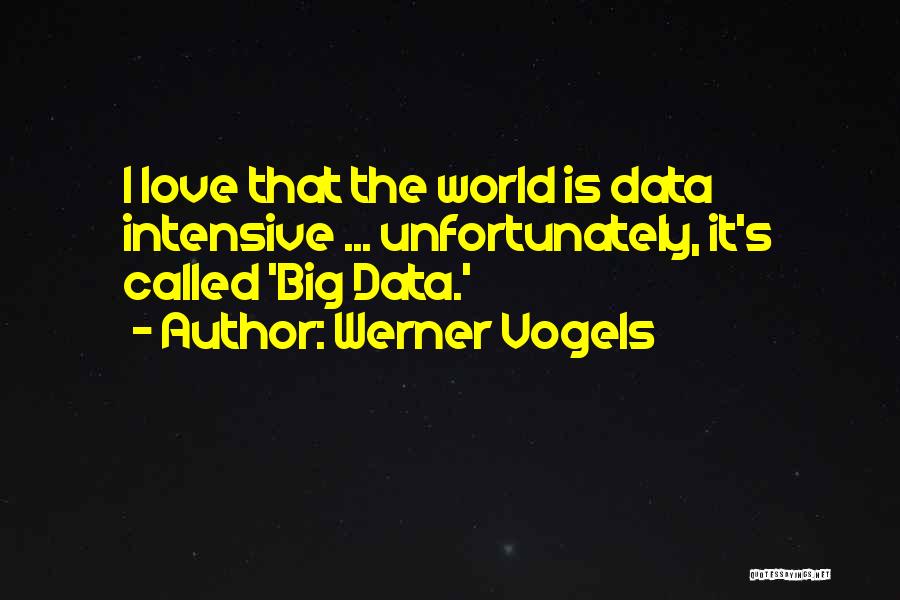 Werner Vogels Quotes: I Love That The World Is Data Intensive ... Unfortunately, It's Called 'big Data.'