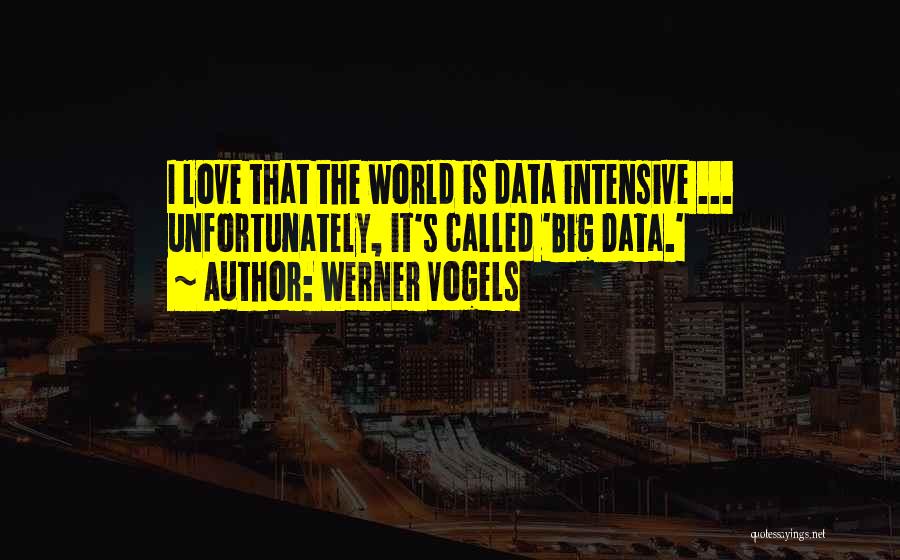 Werner Vogels Quotes: I Love That The World Is Data Intensive ... Unfortunately, It's Called 'big Data.'