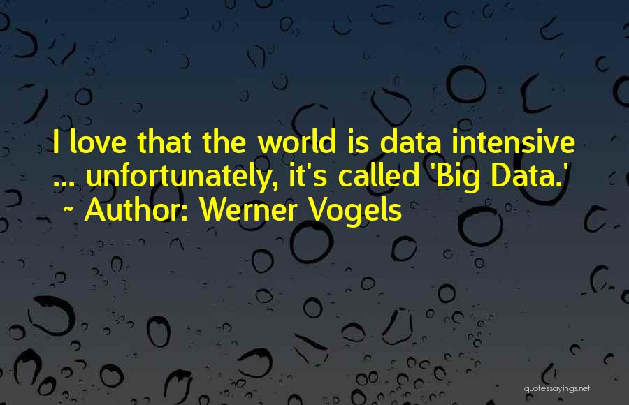 Werner Vogels Quotes: I Love That The World Is Data Intensive ... Unfortunately, It's Called 'big Data.'
