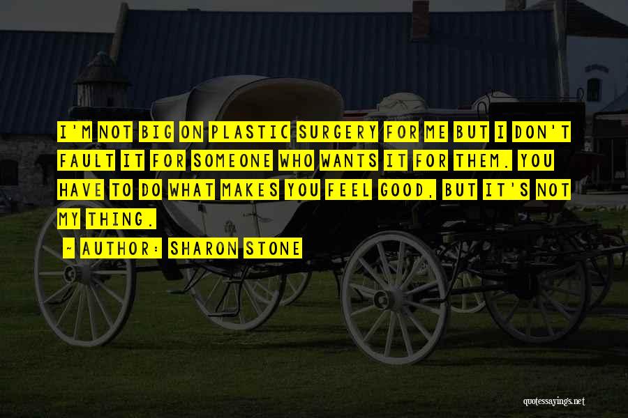 Sharon Stone Quotes: I'm Not Big On Plastic Surgery For Me But I Don't Fault It For Someone Who Wants It For Them.