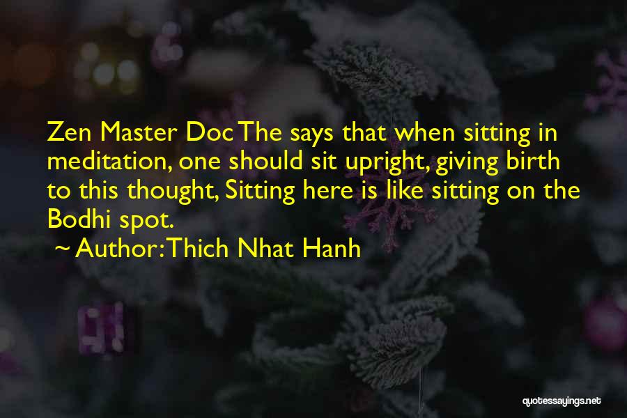 Thich Nhat Hanh Quotes: Zen Master Doc The Says That When Sitting In Meditation, One Should Sit Upright, Giving Birth To This Thought, Sitting