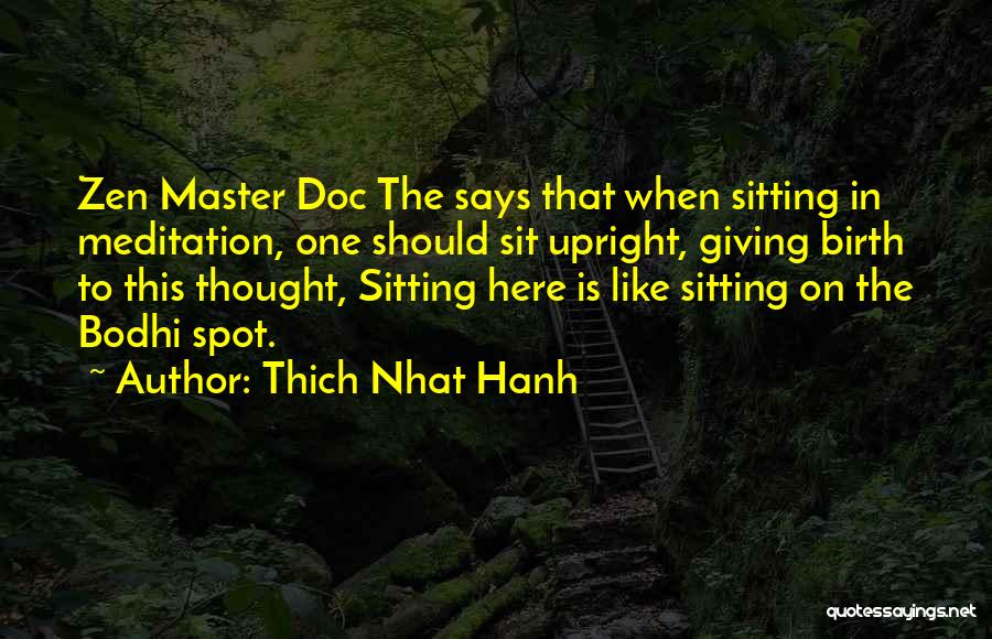 Thich Nhat Hanh Quotes: Zen Master Doc The Says That When Sitting In Meditation, One Should Sit Upright, Giving Birth To This Thought, Sitting