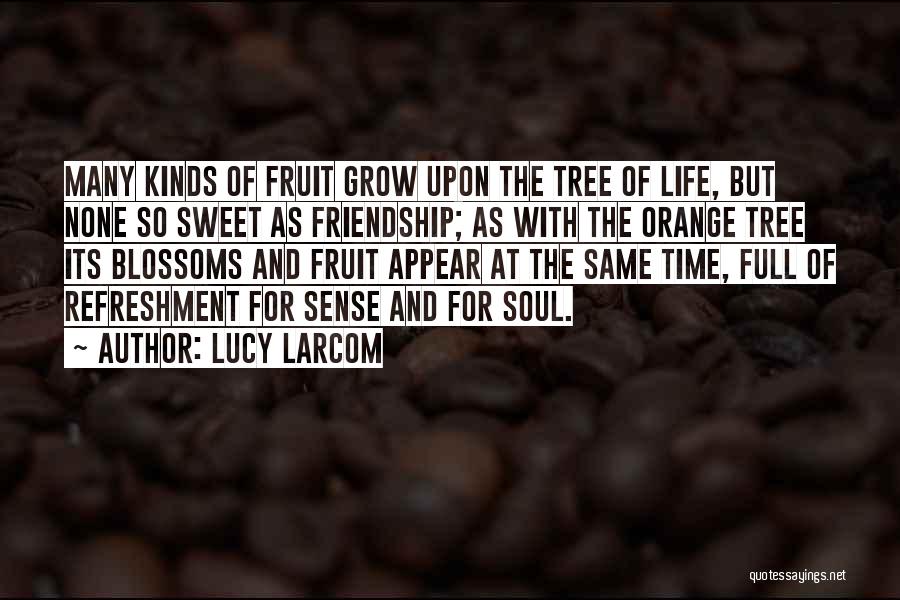 Lucy Larcom Quotes: Many Kinds Of Fruit Grow Upon The Tree Of Life, But None So Sweet As Friendship; As With The Orange