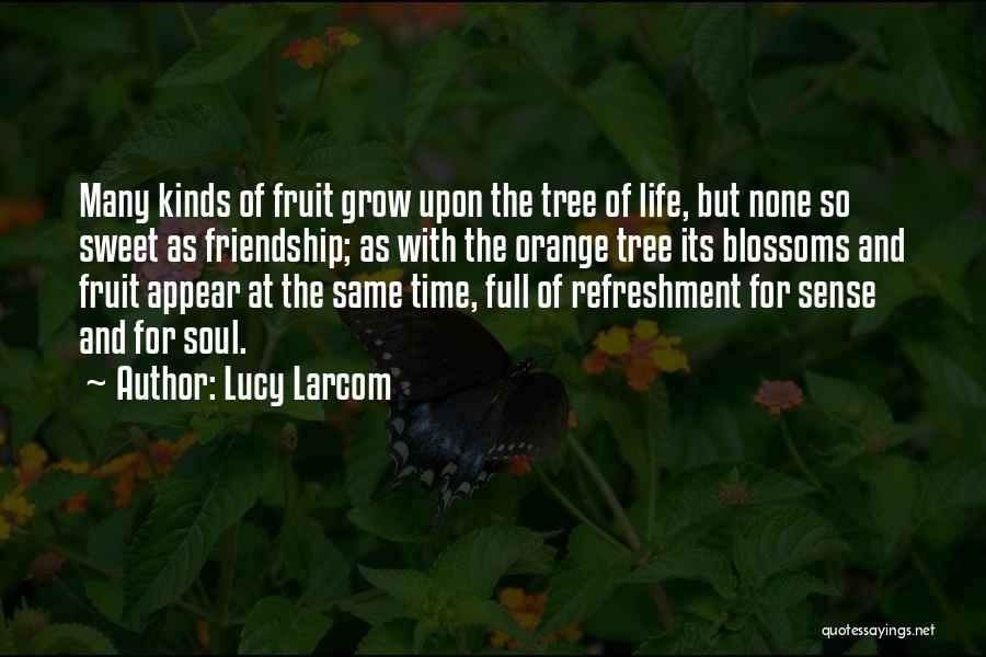 Lucy Larcom Quotes: Many Kinds Of Fruit Grow Upon The Tree Of Life, But None So Sweet As Friendship; As With The Orange
