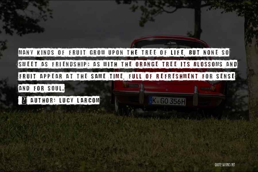 Lucy Larcom Quotes: Many Kinds Of Fruit Grow Upon The Tree Of Life, But None So Sweet As Friendship; As With The Orange